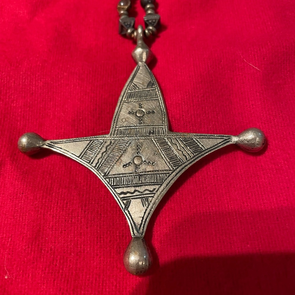 African Tuareg Amulet pendant on red jasper necklace
